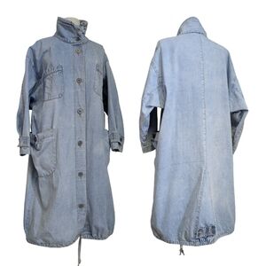Only Light Blue Denim Long Jean Jacket Coat